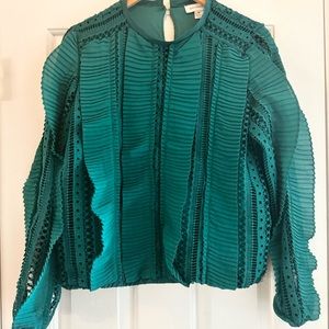 Zara Emerald Green Blouse with Lace Details
